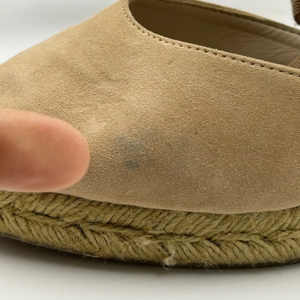 Aldo Espadrille Wedge Sandals Womens 8.5 Tan‎ Suede Ankle Tie Boho Summer Chic
